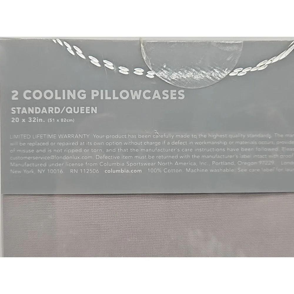 Columbia 2‎ Cooling Pillowcases 300 Thread Count Cotton Standard/Queen New